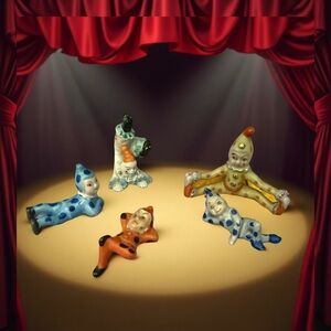 Colorful Porcelain Clown Figurines